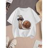European Sizes Snails Cotton Girls T-shirt