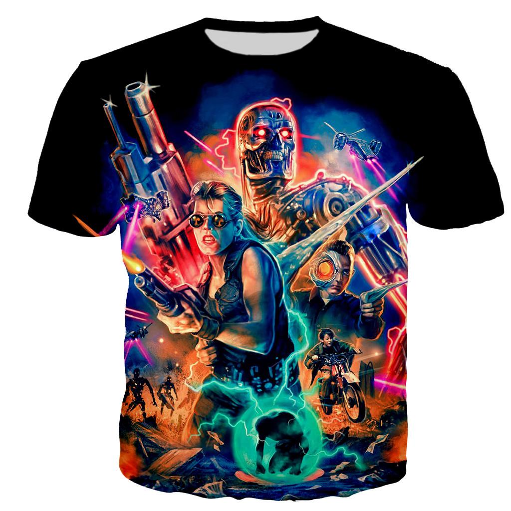 Terminator 3D Print TShirts Men Women Casual Fashion Streetwear Oversized Short Sleeve  Adult children's parent child Tshirt