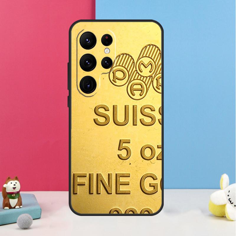 Switzerland Fine Gold Case For Samsung Galaxy S25 S26 Ultra S20 S21 S22 S23 S24 S10 Plus S25 FE Back Cover Shell