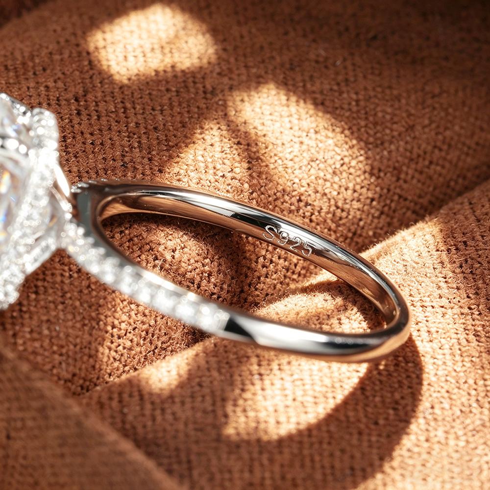 4.5 Carat Radiant Cut Full Moissanite Engagement Rings CopperHidden Halo Diamond Ring Wedding Bands Jewelry Gift