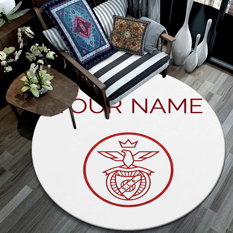 Custom Name,S.L. Benfica Pattern Round rug,Carpet Rug for Living Room Bedroom Playroom ,Non-slip Floor Mat,Holiday Gifts and Birthday Gifts.