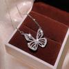 Butterfly Earrings Womens Ring Cold Wind Collarbone Chain Korean Short Necklace Trend Butterfly Three Piece Set