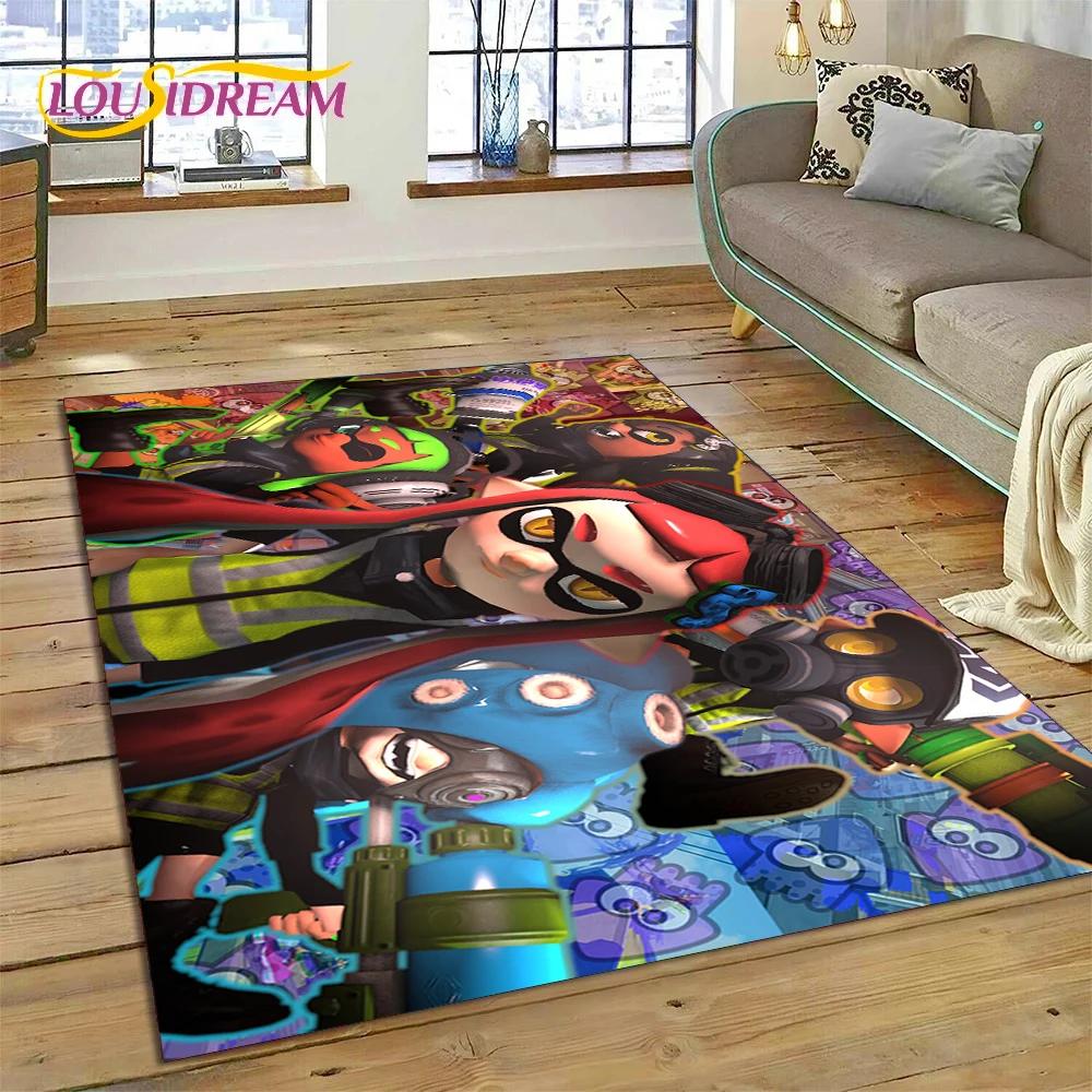 Splatoon3 PC hráč Kreslená hra Koberec do ložnice Obývací pokoj Dekorace domácí pohovky,Hra pro děti Velká dekorační rohož na podlahu Dárek