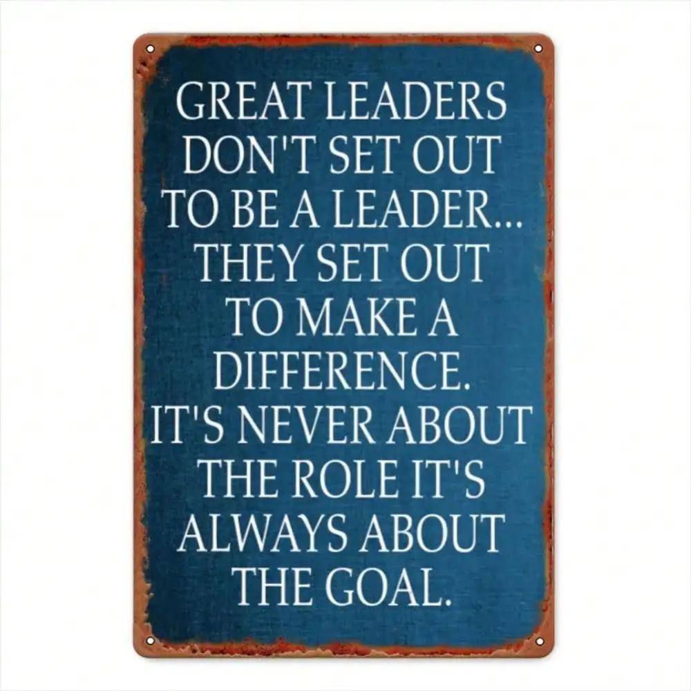 8x12 Inch Leadership Quote Metal Sign Iron Wall Decor Inspirational Steel Plaque Home Office 20x30cm