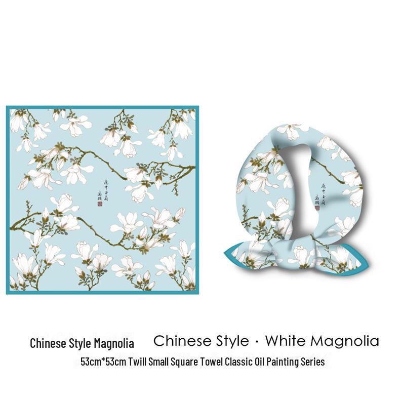 

Редкий осенний ретро-шарф из искусственного шелка – шаль в китайском стиле 53x53cm