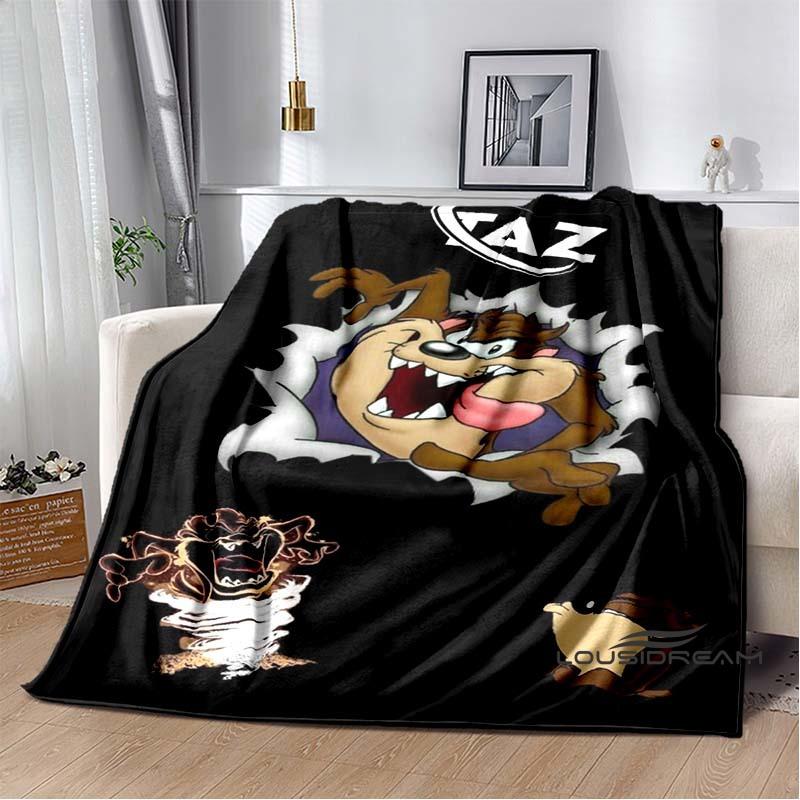 Fun Cartoon Tasmanian Devil Warm and Cozy Flannel Blanket—Ideal for Bedrooms, Sofas, Beds, Seats, Picnics, and Travel