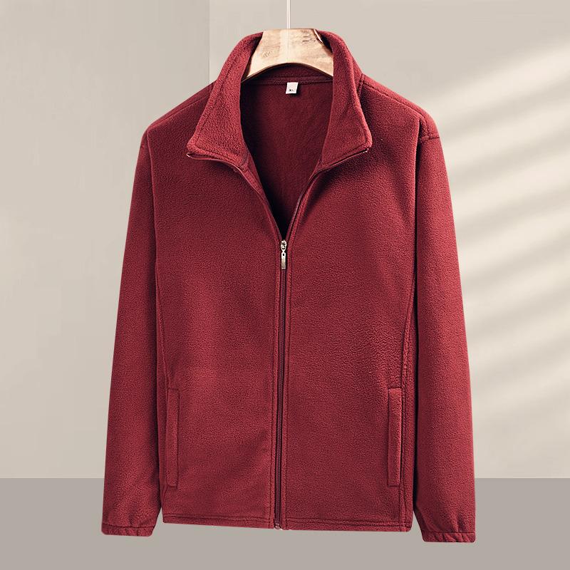 Polar Fleece Men's Fleece Jacket Autumn and Winter Casual Large Size Middle-aged and Elderly Jacket Loose Top Cold-proof