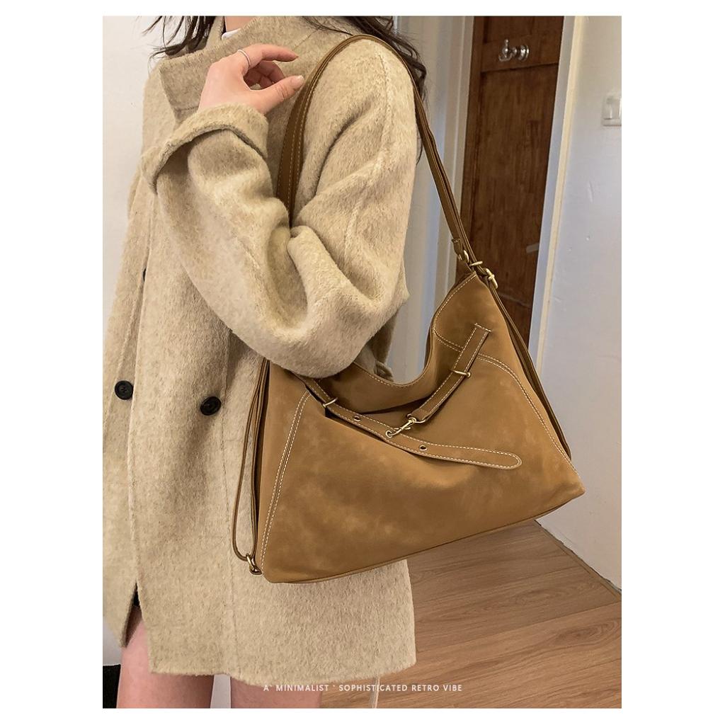 Shoulder Bag Women PU Large Capacity Adjustable Strap Daily Commute