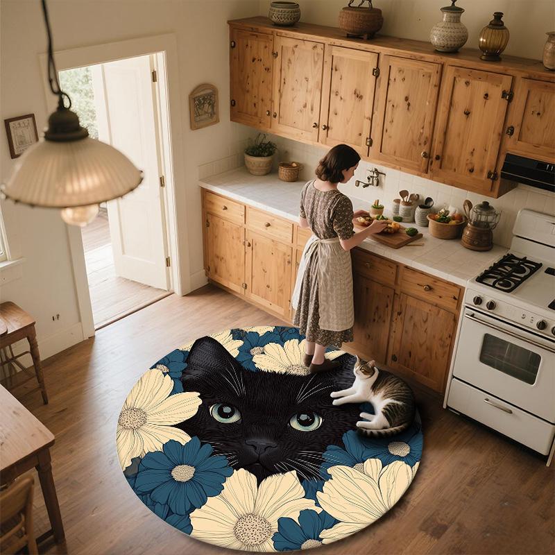 Blue Series Animals,Round Area Rug,Carpet Rug for Living Room Bedroom Sofa Playroom Decor,Non-slip Floor Mat