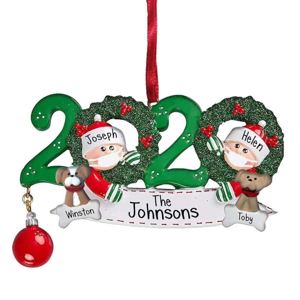 Family DIY Handwritten Name Face Mask Snowman Christmas Tree Hanging Pendant Christmas Decoration