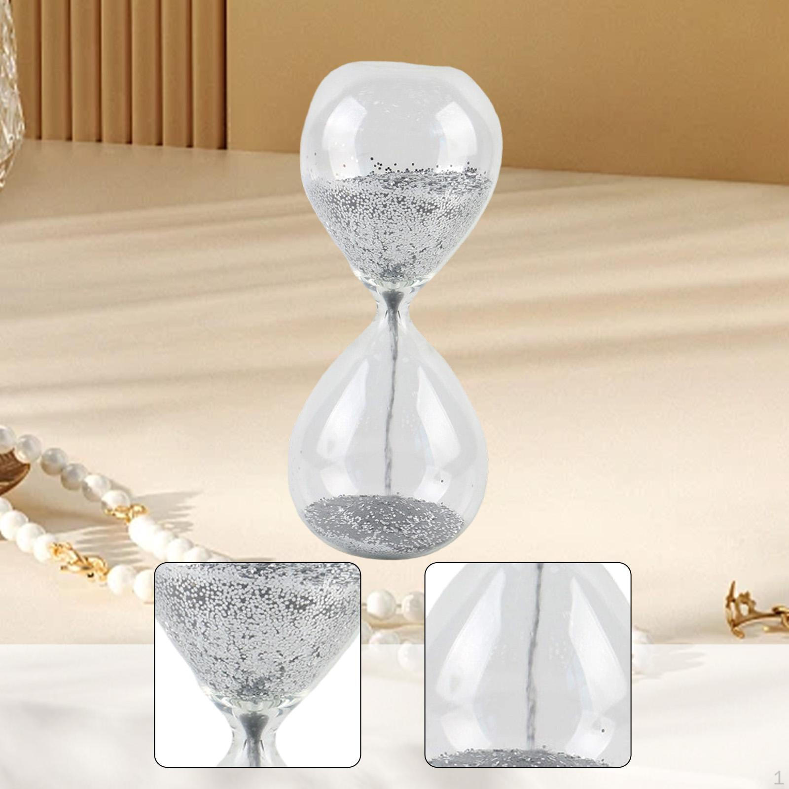 

Hourglass, Shiny Hourglass Decorative Object with Fine Sand And Stable Base for Gift Shelf Bedroom срібний