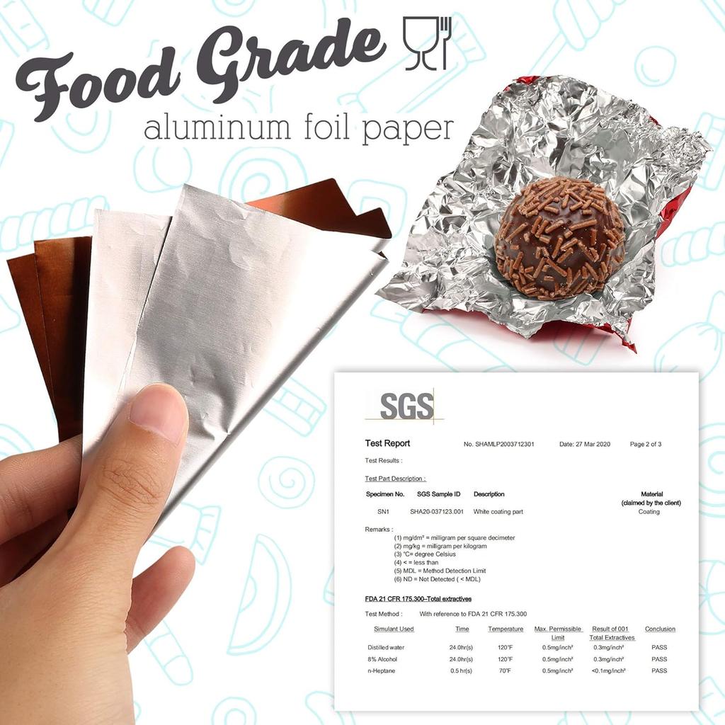 LotFancy Foil Candy Wrappers for Chocolates, 4x4 inch, 900 Pcs Aluminum Candy Wrapping Paper, Square Colored Foil Sheets for DIY Homemade Candies