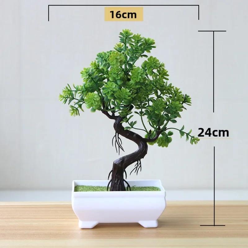 Small Artificial Potted Trees, Plastic Green Plants for Home Garden Decor, Indoor Outdoor Table Centerpieces for Hotel Party