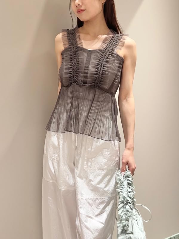 Snidel Sustaina Tulle Cami Blouse SWFB251174 CGRY Women's