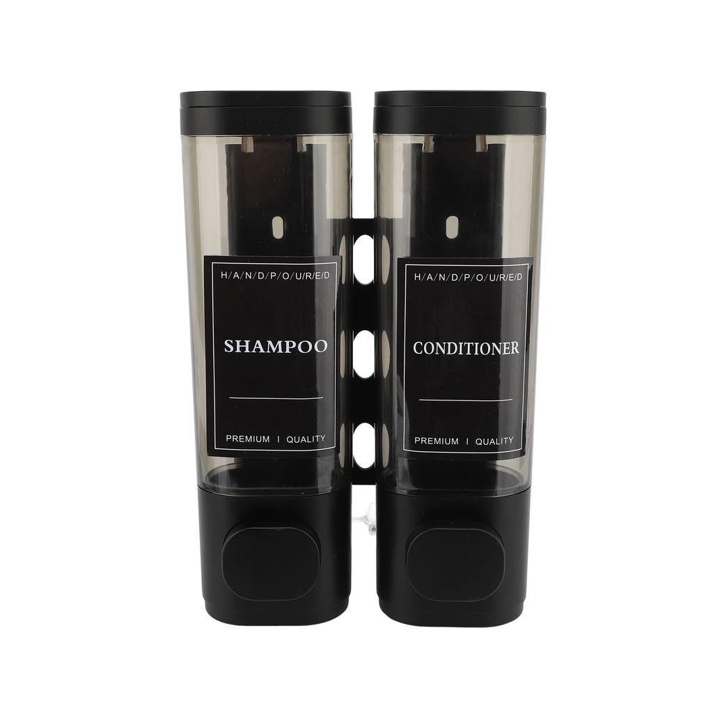 Press Pump Soap Dispenser Wall Mounted 300ml ABS Dual Head Transparent View Shampoo Dispenser