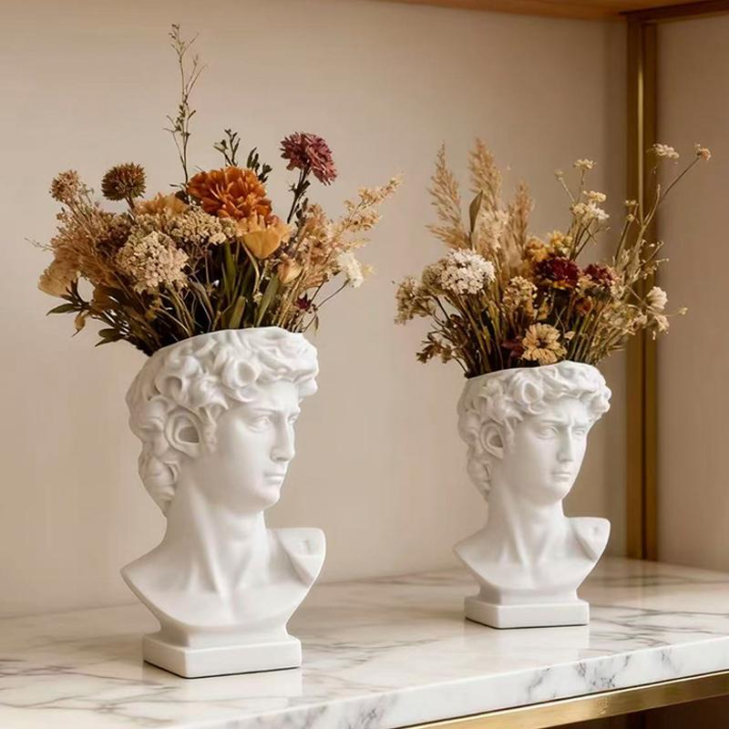 Creative David Art Statue Flowerpot for Inserting Dried Flowers and Simulating Flowers Home Living Room Bedroom Decoration Gift
