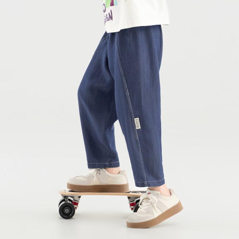 Boys 2025 Summer Lyocell Denim-Look Casual Long Pants 150