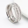 Stainless Steel Double Row Diamond Gemstone Couple Ring with Starry Sky Design