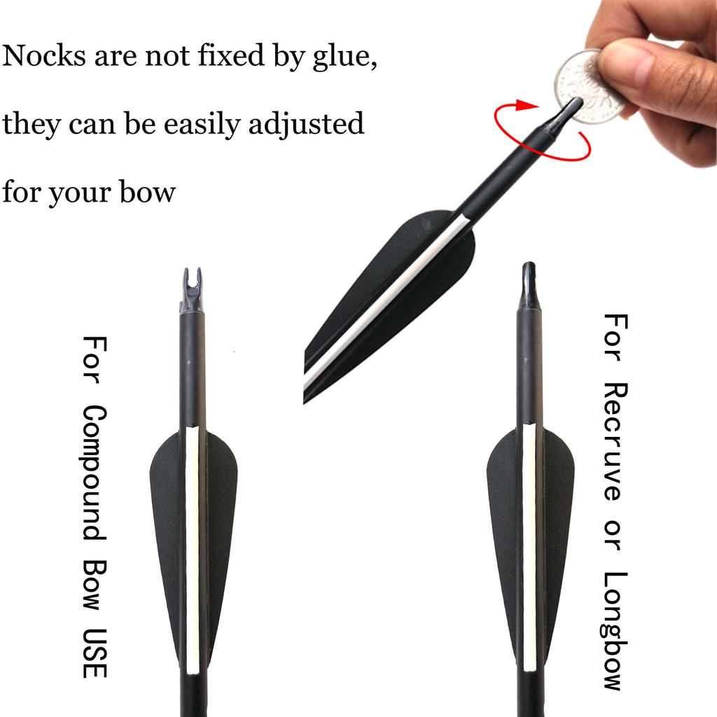 Archery 28/30/31 Inch Spine 500 Carbon Arrows With Steel Point for Compound Recurve Bow Hunting Shooting 5