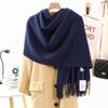 Wool Cashmere Scarf for Girls High End Solid Color Scarf Versatile Thickened Winter Imitation Cashmere Scarf