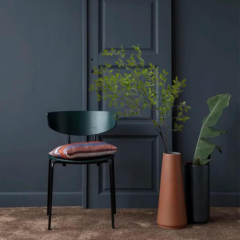 YHNJI 2Pcs Artificial Bamboo Plant Branch, 43.3in Nandina Domestica Faux Greenery Branches Fake Green Plants Stems for Home Party Office Wedding