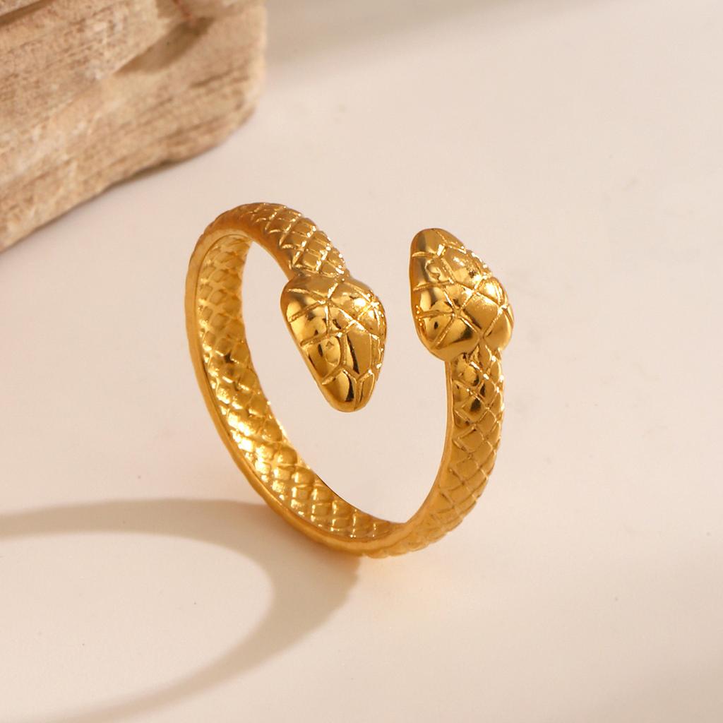 New Fashion Statement Snake Shape Stainless Steel Rings For Women Vintage Gold Color Animal Open Ring Trend Luxury Jewelry