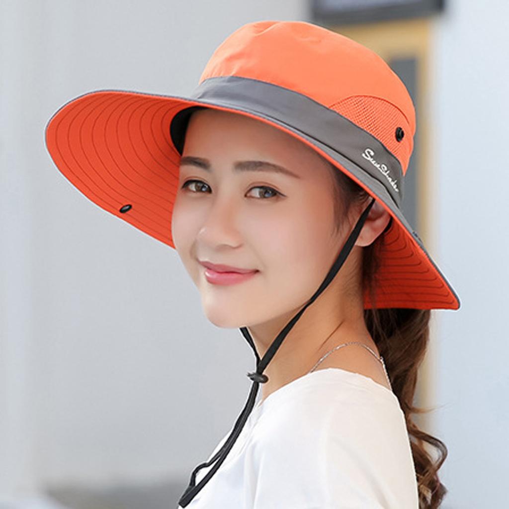 Women Outdoor UV  Foldable Mesh Wide Beach Fishing Hat Bucket Cap