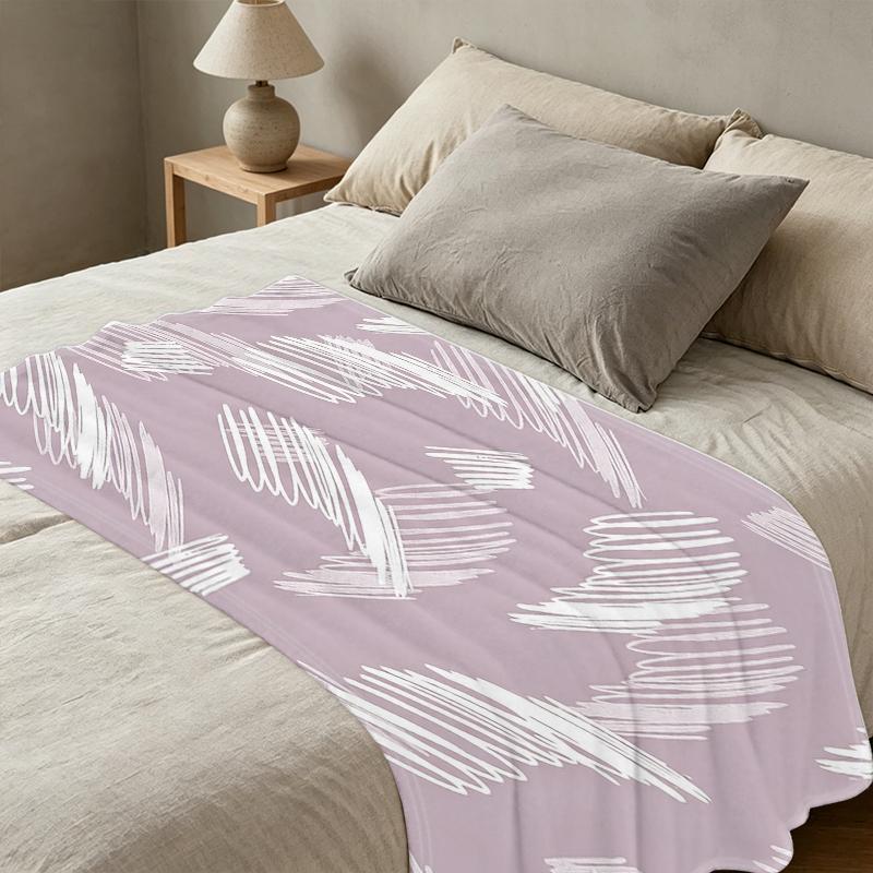 Printed Flannel Blanket: Soft Cozy with Simple Lines, Warm Home Throw, Versatile Decor for Halloween & Christmas