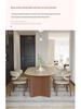 Mid-Century Style Oval Travertine Dining Table & Chair Set with French Solid Wood