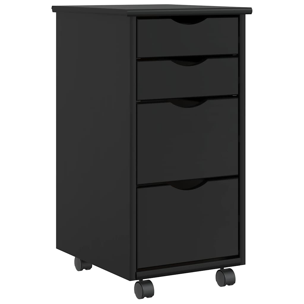 MOSS Mobile Drawer Cabinet in Black Solid Pine Wood