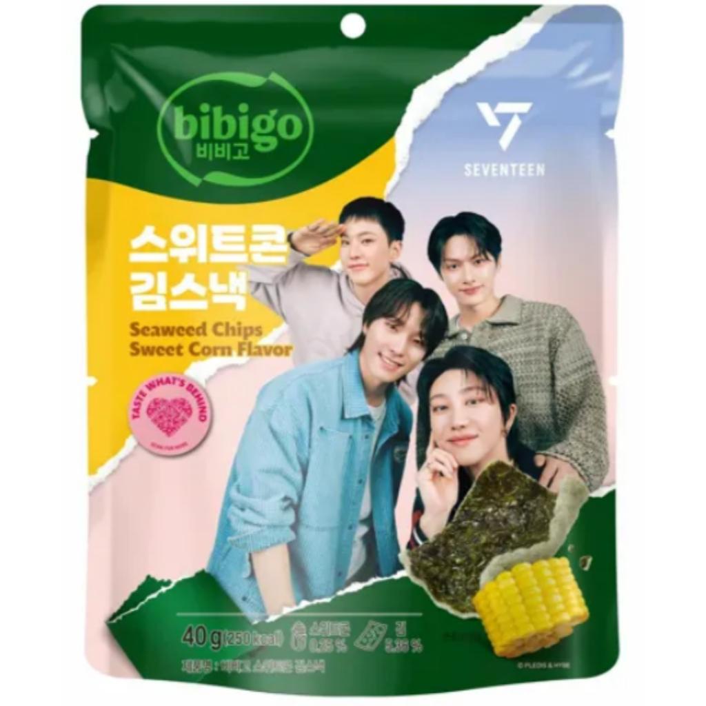 

[BIBIGO] SEVENTEEN Seaweed Chips Original & Sweet Corn Flavor 40g Sweet Corn Flavor