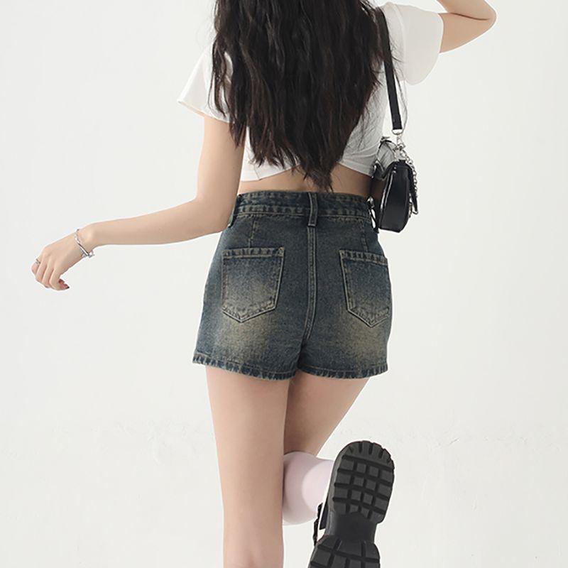 Korean Style High-Waist A-Line Denim Mini Skirt for Women - Spring/Summer Bodycon Skirt