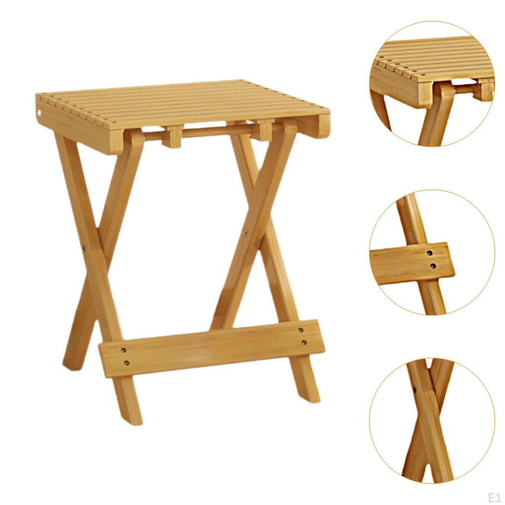 Bamboo Folding Stool Fishing Outdoor Foldable Camping Seat for Hiking