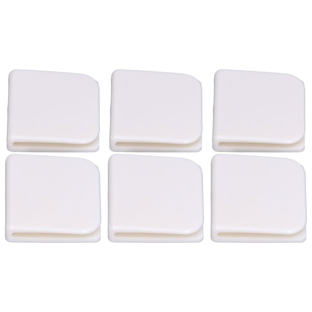 6Pcs Set Shower Splash Curtain Clips White Self Adhesive 4.5x5cm for Home Bathroom Bedroom Living Room Kitchen