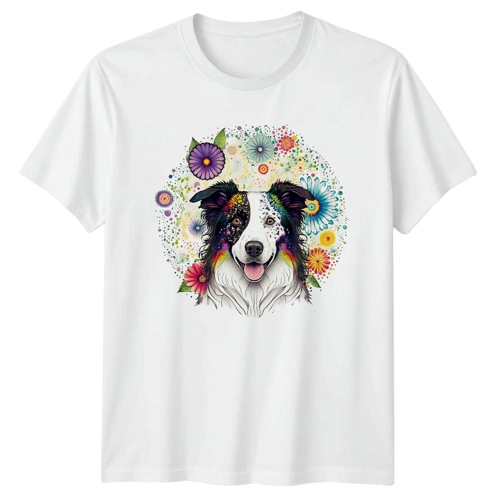 Colorful Watercolor Border Collie Dog Unisexs TShirt Border Collie Mothers Day S