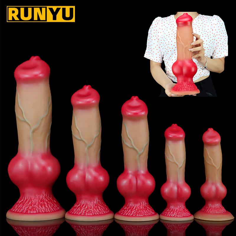 Огромный силиконовый фаллоимитатор в виде животных RUNYU, секс-игрушка для мужчин, женщин, товары для взрослых, большой фаллоимитатор для собак xxl S
