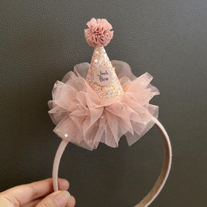 Dětská sladká princeznovská čelenka pro dívku Síťovaná perlová koruna Vlasová obruč pro děti Narozeninová oslava Úprava vlasů Pokrývka hlavy