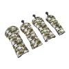 4Pcs Golf Club Head Cover PU Thick Plush Wear Resistant Golf Putter Cover with Number Board Camouflage Green
