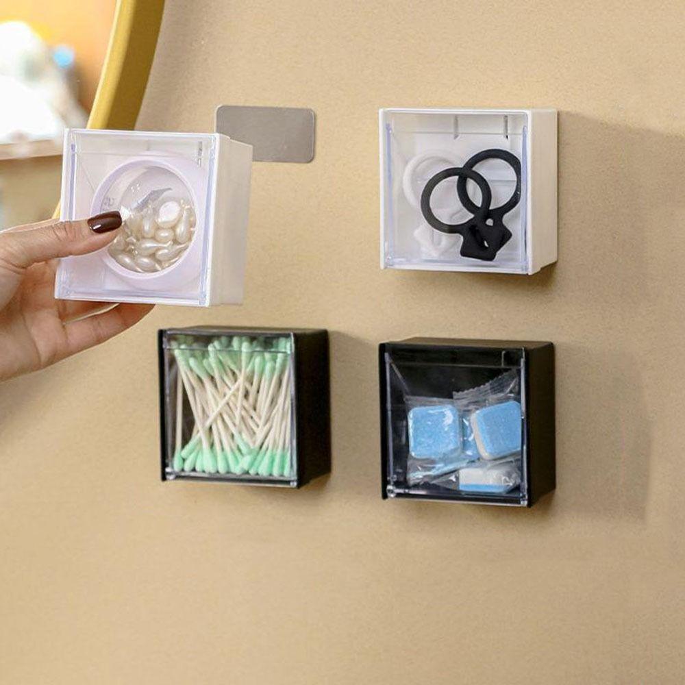 Plastic Mini Storage Box Space Saving Data Cable Storage Box Cotton Pad Holder  For Home