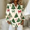 Women's Casual Christmas Print Long Sleeve Cardigan Top for Holiday Festive Wear