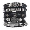 Men's Punk Skull Leather Bracelet Set Multi-Layer Gothic Rock Chain Bracelets Pentagram Charm Hip Hop Streetwear Badge Jewelry Accessories for Him