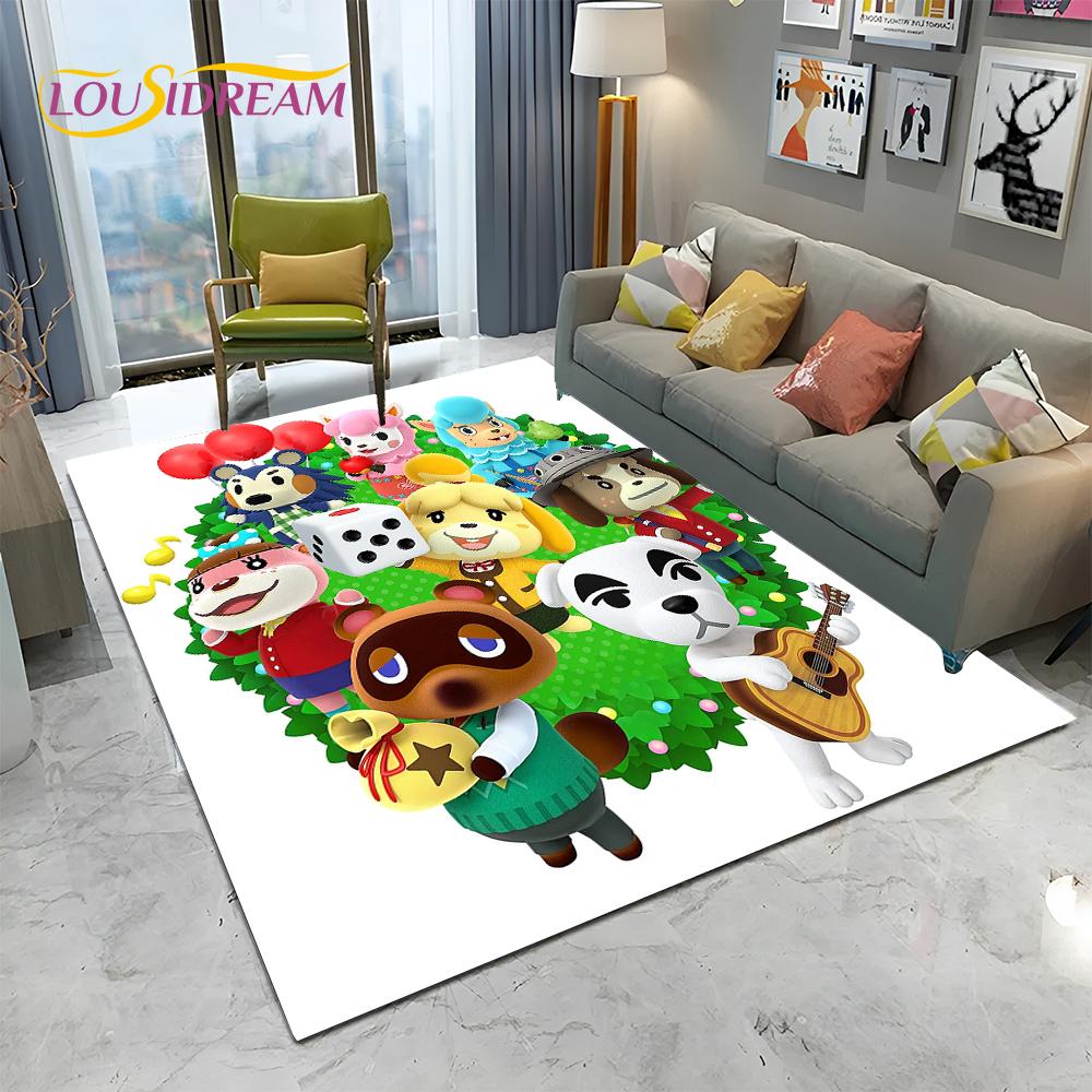 Cartoon Animal Crossing New Horizons Area Rug,Carpet Rug for Living Room Bedroom Sofa Doormat Decor,Kids Play Non-slip Floor Mat
