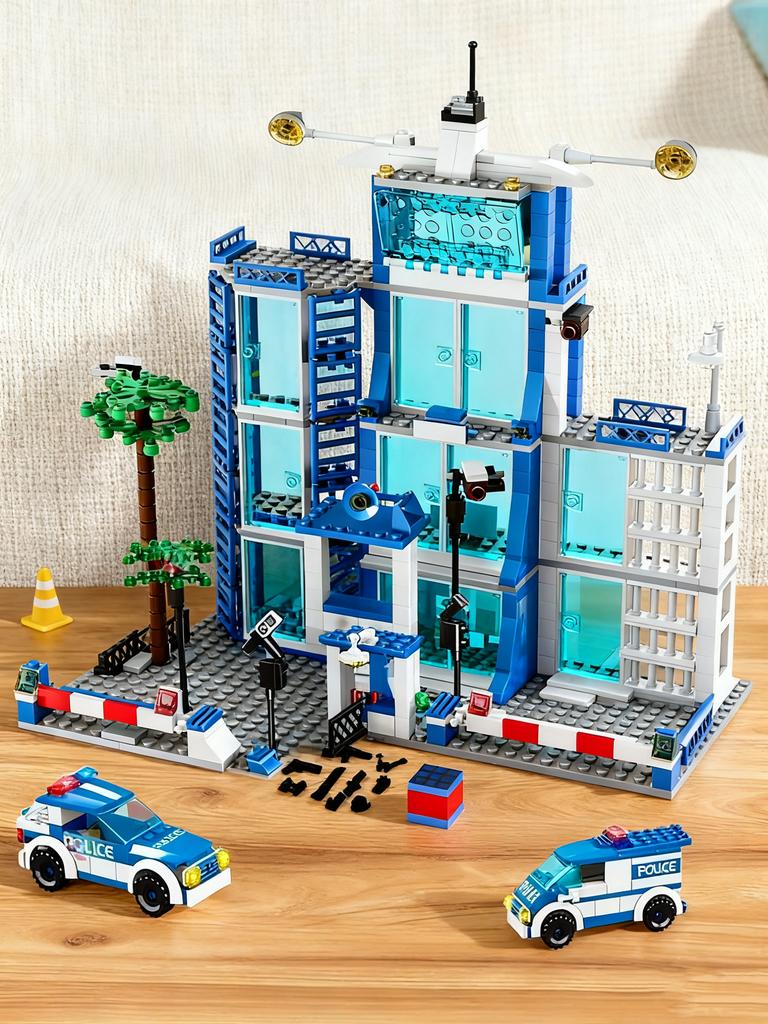 SWAT Police Station Military City Model Set Prison Car Policeman Figures Building Blocks DIY Toy for Kids Boys Christmas Gift
