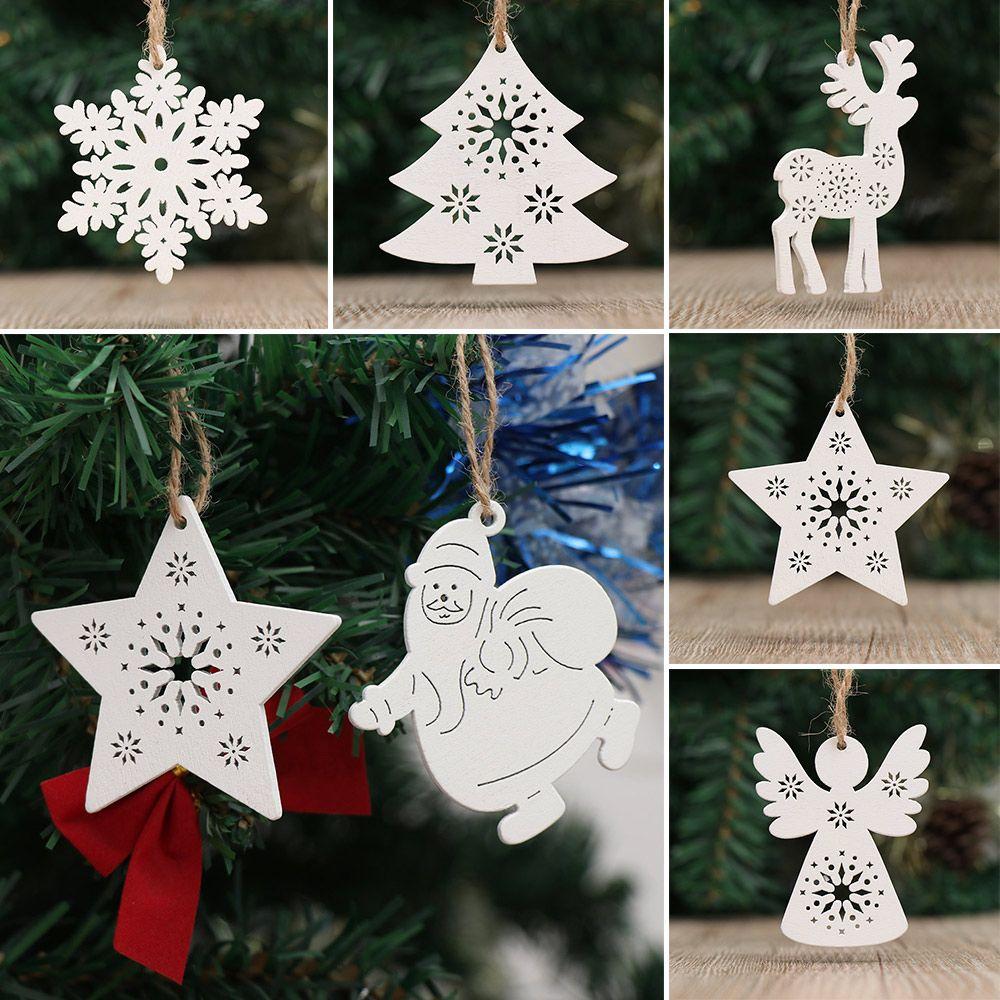 Home Decor DIY Gifts Xmas Hanging Wooden Ornaments  Christmas Tree Decoration Santa/Elk/Angel