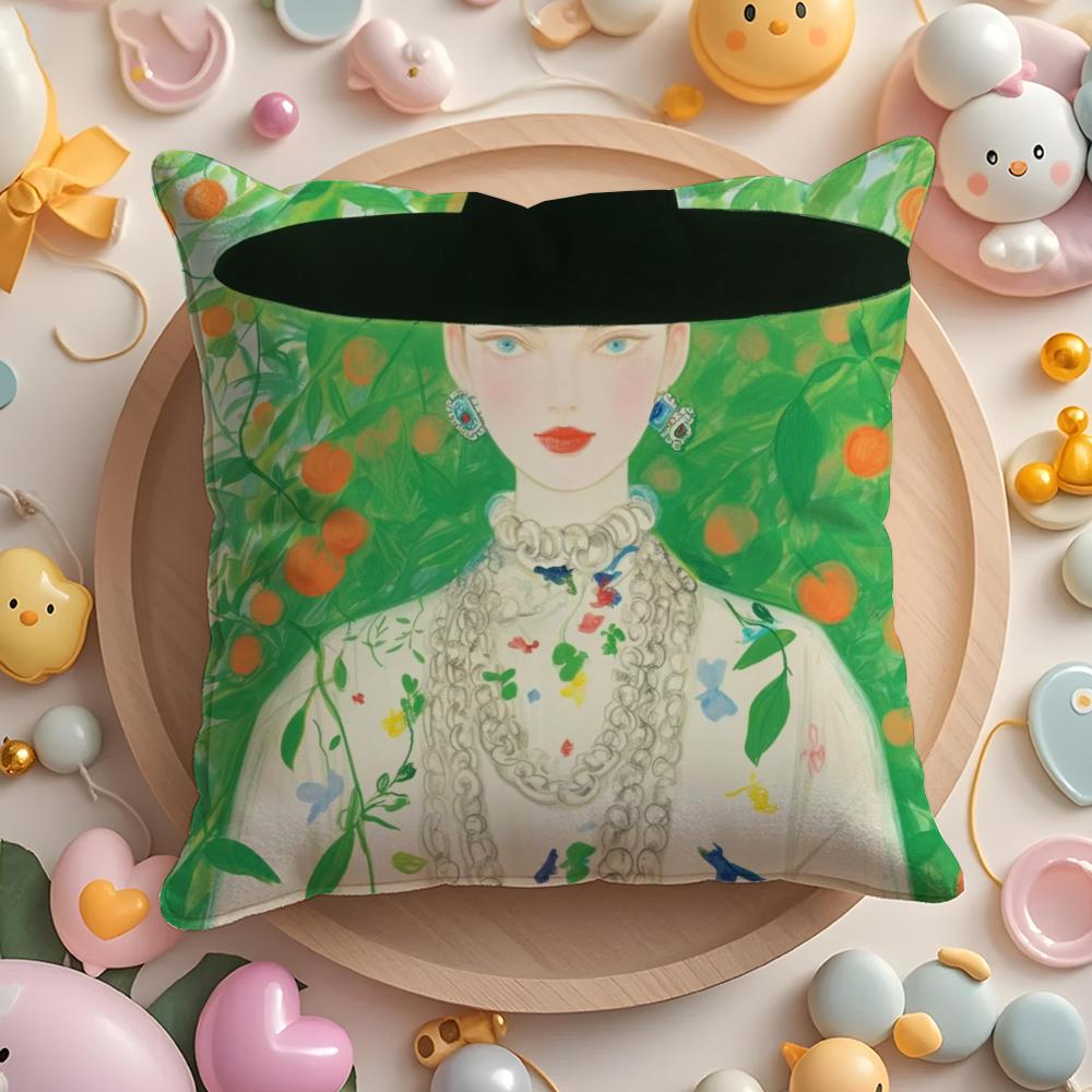 Fashion Illustration Pillow Case Soft Plush Fabric DoubleSided Printed Cushion Cover Warm Winter Sofa Pillow Case