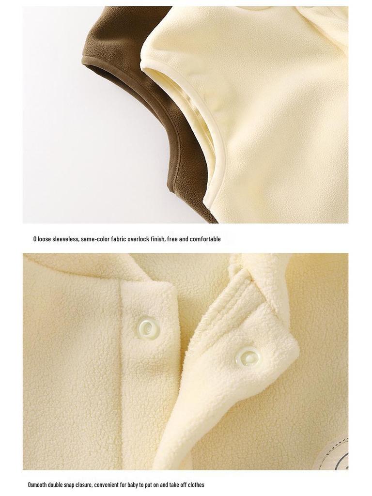 AINI Kids' Orlon Fleece Vest - Warm, Sleeveless, Stand-up Collar for Boys and Girls, Ideal for Spring and Autumn.