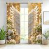 2pcs Gold Angel Wings Print Sheer Polyester Curtains with Rod Pocket – for Living Room   Bedroom   Office & Kitchen Decor