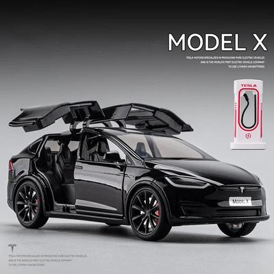 1:24 Tesla Model X Tesla Model 3 Modello di Auto Giocattolo in Lega Die Cast Suono e Luce Giocattolo per Bambini da Collezione Regalo di Compleanno
