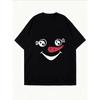 White Oversized T-Shirt With Snowman Face Print For Casual Wear