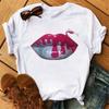 Fashion Lips Print Women T Shirt Casual Short Sleeve O Neck Loose Women Tshirt Ladies Tee Shirt Tops Clothes Camisetas Mujer
